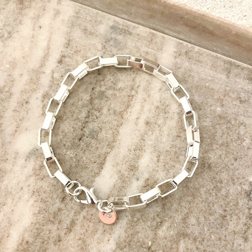 925 Sterling Silver Box Chain Bracelet Link Bracelet 8 inch Bracelet - Picture 2 of 4